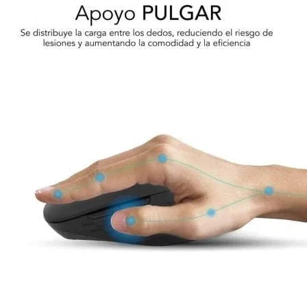 Ratón Ergonómico Inalámbrico por Bluetooth/ 2.4GHz Subblim Curve Ergo Dual Battery/ Batería recargable/ Hasta 1600 DPI/ Negro - PixelPlaza