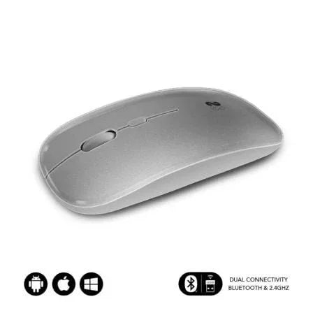 Ratón Inalámbrico por Bluetooth Subblim Dual Flat/ Batería recargable/ Hasta 1600 DPI/ Plata - PixelPlaza
