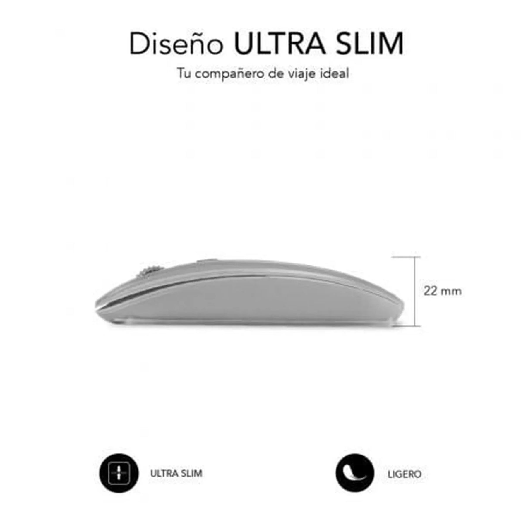 Ratón Inalámbrico por Bluetooth Subblim Dual Flat/ Batería recargable/ Hasta 1600 DPI/ Plata - PixelPlaza