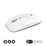Ratón Inalámbrico por Bluetooth Subblim Dual Flat/ Batería recargable/ Hasta 1600 DPI/ Blanco - PixelPlaza