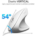 Ratón Vertical Subblim Glide Vertical Ergo Wired/ Hasta 1600 DPI/ Blanco - PixelPlaza