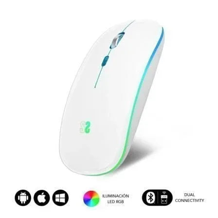 Ratón Inalámbrico por Bluetooth Subblim LED Dual Flat/ Batería recargable/ Hasta 1600 DPI/ Blanco - PixelPlaza