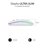 Ratón Inalámbrico por Bluetooth Subblim LED Dual Flat/ Batería recargable/ Hasta 1600 DPI/ Blanco - PixelPlaza