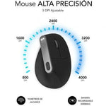 Ratón Ergonómico Inalámbrico por Bluetooth/ 2.4GHz Subblim Nature Vertical Ergo Dual Battery/ Batería Recargable/ Hasta 4000 DPI/ Negro - PixelPlaza