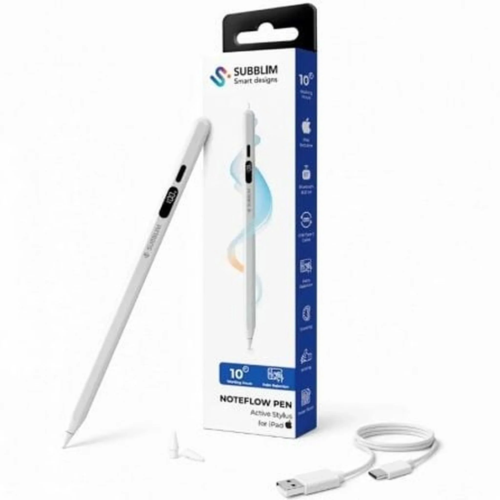 Lápiz Electrónico Subblim NoteFlow Pen para iPad/ Blanco - PixelPlaza