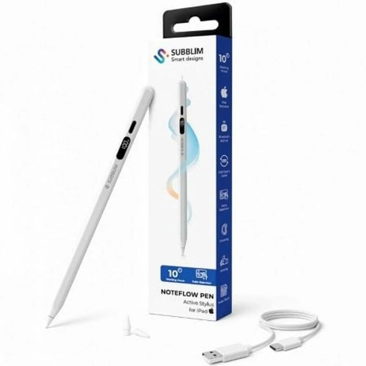Lápiz Electrónico Subblim NoteFlow Pen para iPad/ Blanco - PixelPlaza