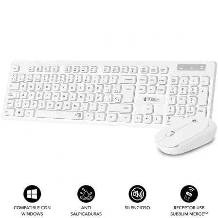 Teclado y Ratón Subblim Combo Business Slim Silencioso Inalámbrico/ Blanco - PixelPlaza
