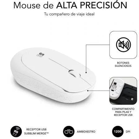 Teclado y Ratón Subblim Combo Business Slim Silencioso Inalámbrico/ Blanco - PixelPlaza