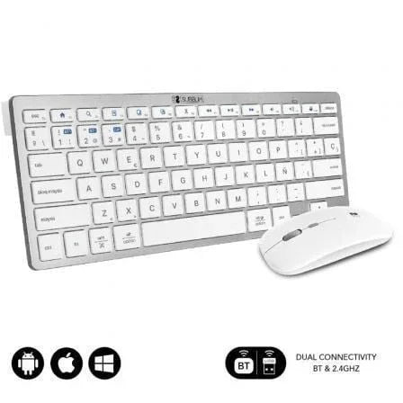 Teclado y Ratón Inalámbrico Subblim OCO010 Combo Multidispositivo Compacto/ Plata - PixelPlaza