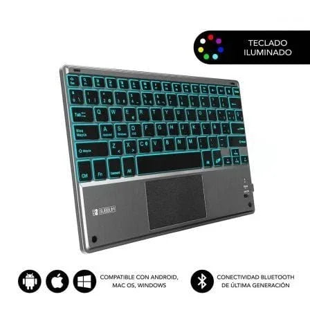 Teclado Compacto Inalámbrico por Bluetooth Subblim Touchpad Smart Blacklit/ Gris - PixelPlaza