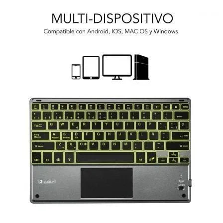 Teclado Compacto Inalámbrico por Bluetooth Subblim Touchpad Smart Blacklit/ Gris - PixelPlaza