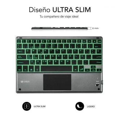 Teclado Compacto Inalámbrico por Bluetooth Subblim Touchpad Smart Blacklit/ Gris - PixelPlaza