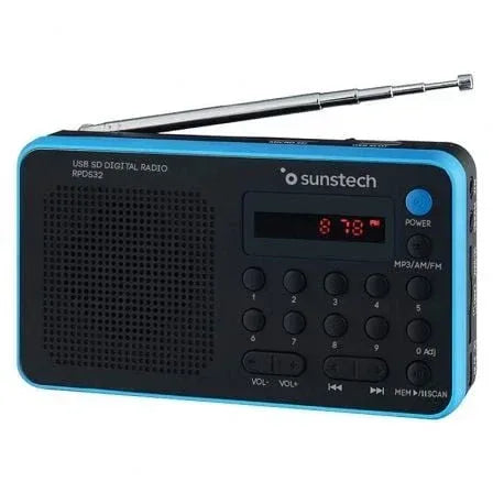 Radio Portátil Sunstech RPDS32BL/ con Batería/ Negra y Azul - PixelPlaza