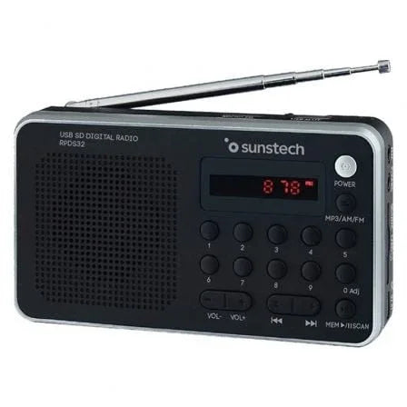 Radio Portátil Sunstech RPD32SL/ con Batería/ Negra y Plateada - PixelPlaza