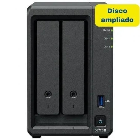 NAS Synology Diskstation DS725+/ 2 Bahías 3.5"- 2.5"/ 4GB DDR4/ 8TB/ Formato Torre - PixelPlaza