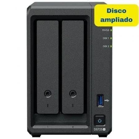 NAS Synology Diskstation DS725+/ 2 Bahías 3.5"- 2.5"/ 4GB DDR4/ 8TB/ Formato Torre - PixelPlaza