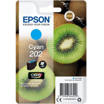 Cartucho tinta Epson c13t02f24010 singlepack cian 202 claria premium ink xp - 6000 - xp - 6005 - kiwi