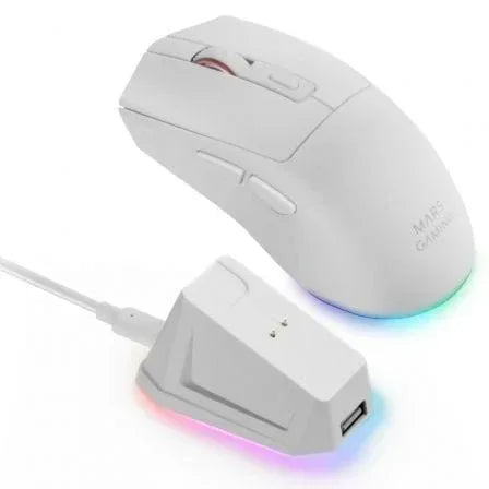 Ratón Gaming Inalámbrico Mars Gaming MM-T3/ Batería recargable/ Hasta 14400 DPI/ Blanco - PixelPlaza