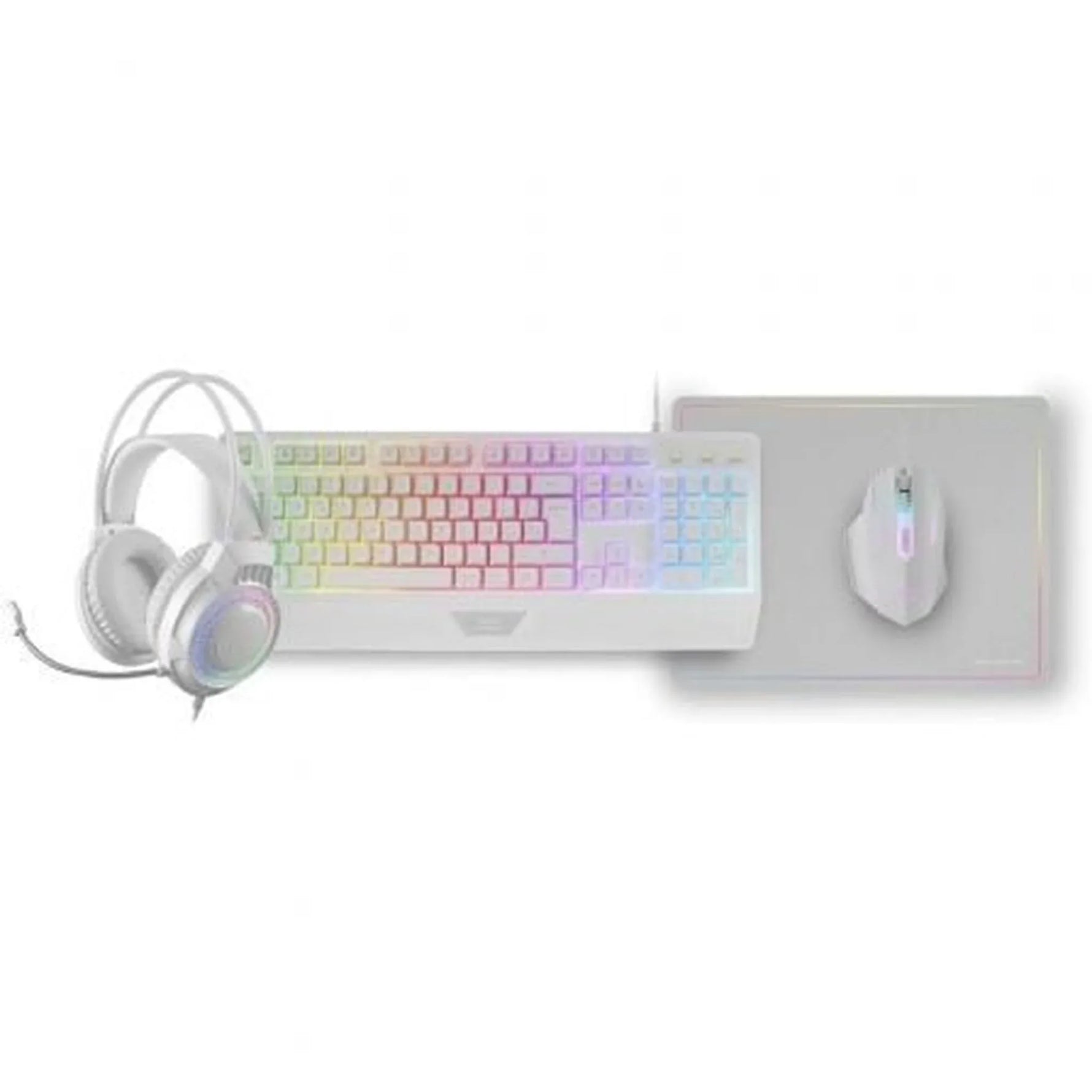 Pack Gaming Mars Gaming MCP124PROWES/ Teclado + Ratón Óptico + Auriculares + Alfombrilla/ Blanco - PixelPlaza