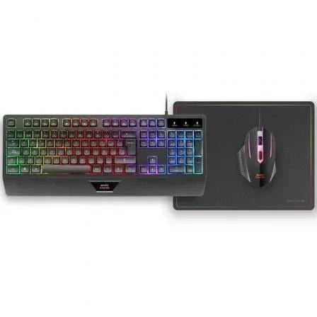 Pack Gaming Mars Gaming MCP124/ Teclado H-MECH + Ratón Óptico + Alfombrilla/ Negro - PixelPlaza