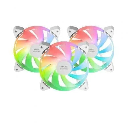 Pack 3 Ventiladores Mars Gaming MF-3A/ 12cm/ ARGB/ Blanco - PixelPlaza
