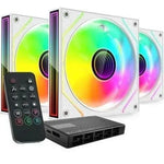 Pack 3 Ventiladores Mars Gaming MF-3DPROKIT/ 12cm + HUB + Mando a Distancia/ ARGB/ Blanco - PixelPlaza