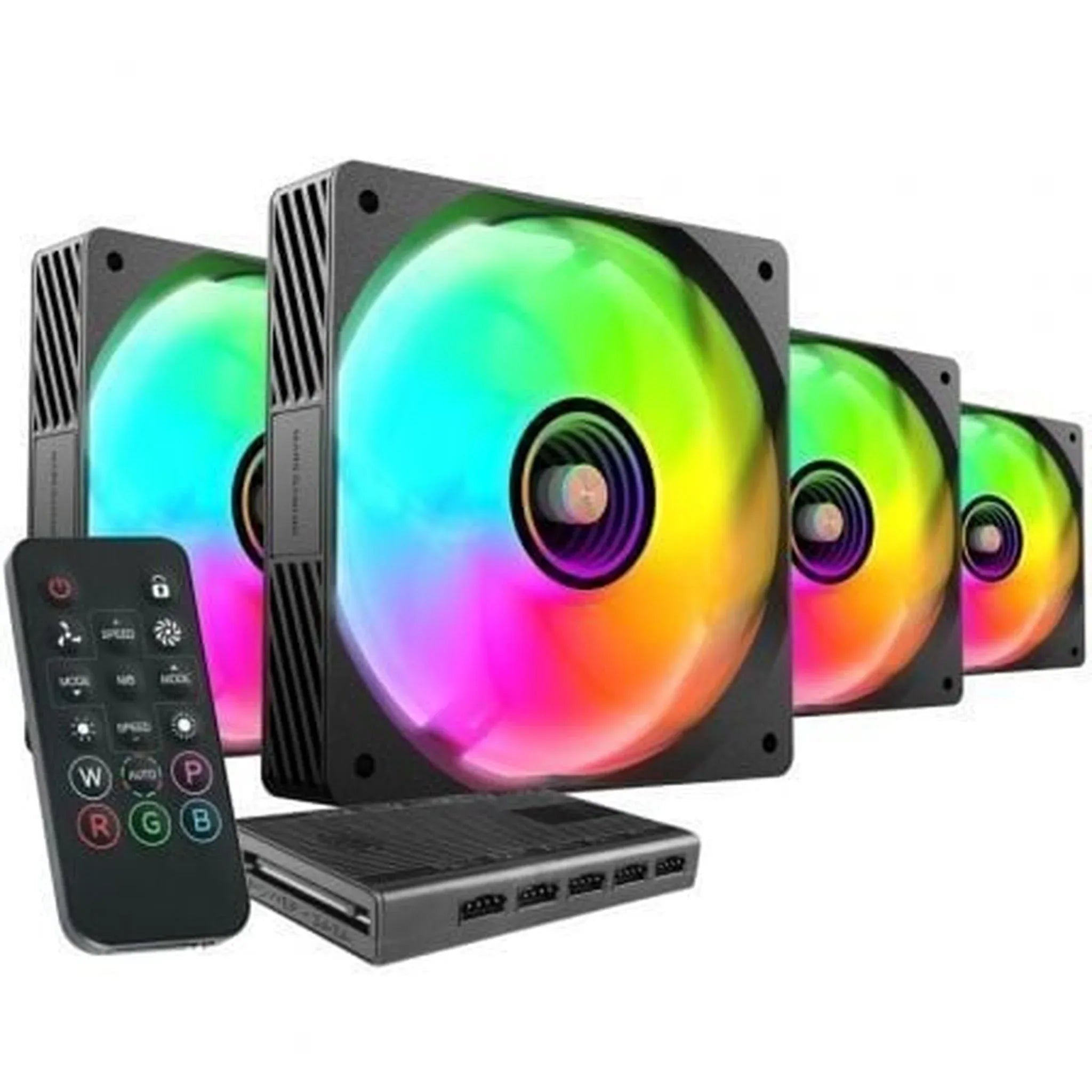 Pack 4 Ventiladores Mars Gaming MF-SI4KIT/ 12cm + HUB + Mando a Distancia/ ARGB - PixelPlaza