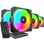 Pack 4 Ventiladores Mars Gaming MF-SI4KIT/ 12cm + HUB + Mando a Distancia/ ARGB - PixelPlaza