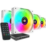Pack 4 Ventiladores Mars Gaming MF-SI4KIT/ 12cm + HUB + Mando a Distancia/ ARGB/ Blancos - PixelPlaza
