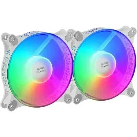 Pack 2 Ventiladores Mars Gaming MFDUOW/ 12cm/ FRGB/ Blancos - PixelPlaza