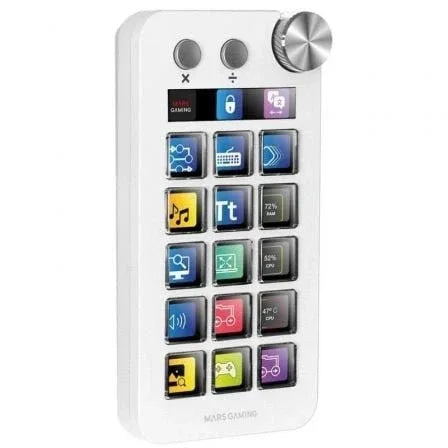Control Deck Mars Gaming MSD-NEO/ 15 Teclas LCD/ 1 Rueda/ 2 Botones/ Blanco - PixelPlaza