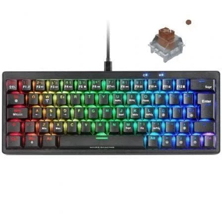 Teclado Gaming Mecánico Mars Gaming MKMINIPRO/ Switch Marrón/ Negro - PixelPlaza