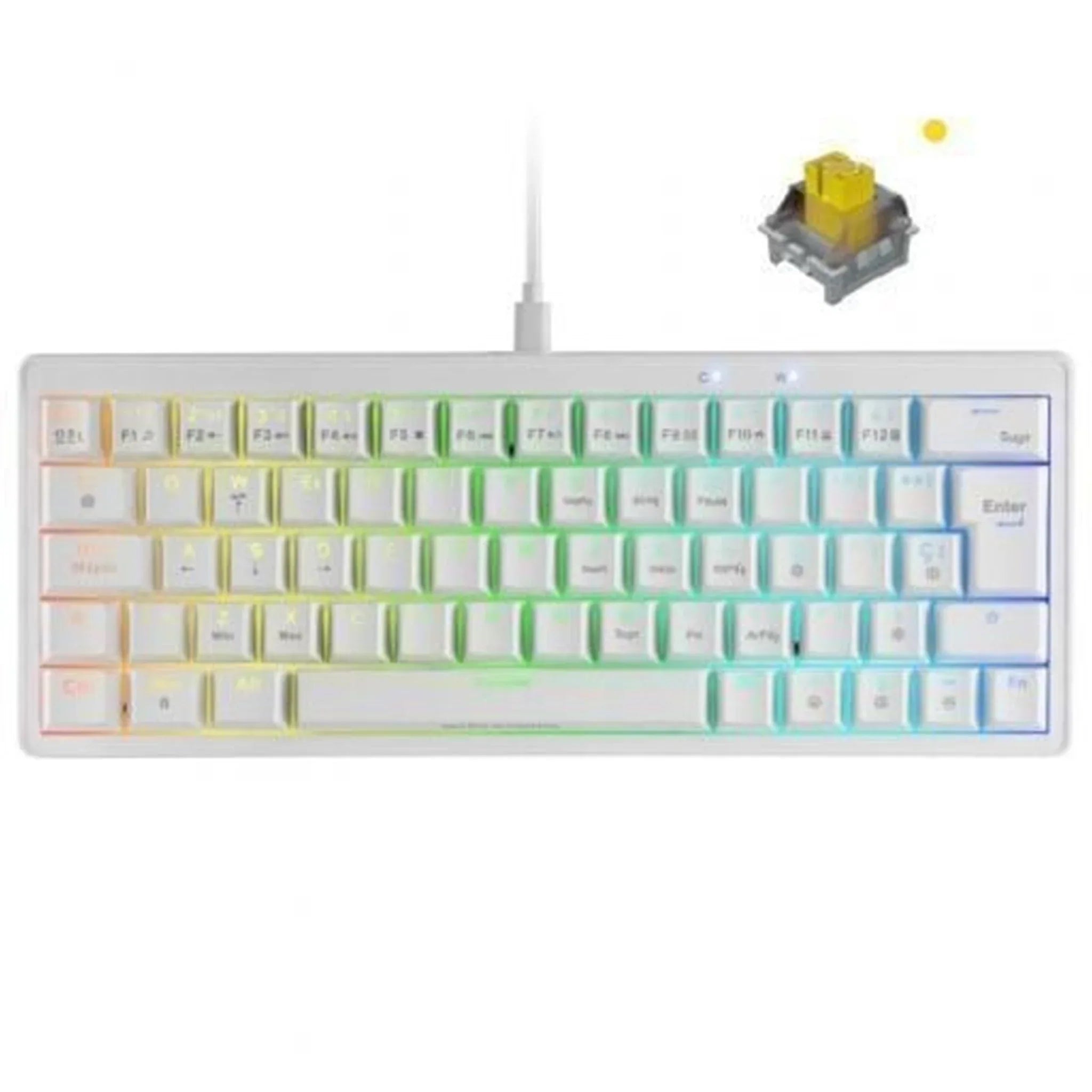 Teclado Gaming Mecánico Mars Gaming MKMINIPRO/ Switch Amarillo/ Blanco - PixelPlaza