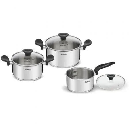 Batería de Cocina Tefal Primary E308S674/ Cazo Ø16cm/ Cacerola Ø18cm/ Cacerola Ø20cm/ Aluminio/ Apta para Inducción - PixelPlaza
