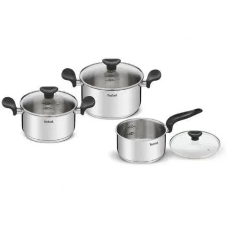 Batería de Cocina Tefal Primary E308S674/ Cazo Ø16cm/ Cacerola Ø18cm/ Cacerola Ø20cm/ Aluminio/ Apta para Inducción - PixelPlaza