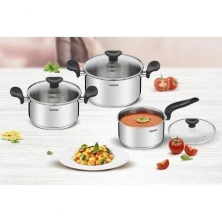 Batería de Cocina Tefal Primary E308S674/ Cazo Ø16cm/ Cacerola Ø18cm/ Cacerola Ø20cm/ Aluminio/ Apta para Inducción - PixelPlaza
