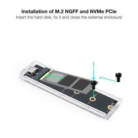 Caja Externa para Disco SSD M.2 NVMe TooQ TQE-2200/ USB 3.1 Gen2/ Sin tornillos - PixelPlaza