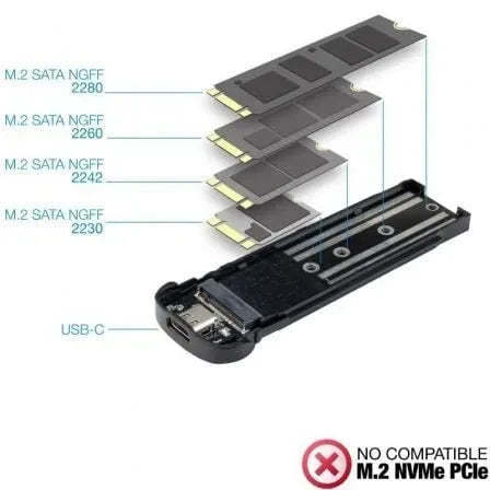 Caja Externa para Disco SSD M.2 TooQ TQE-2202BR/ USB 3.1 Gen1/ Sin tornillos - PixelPlaza