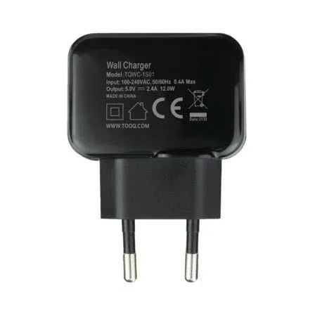 Cargador de Pared TooQ TQWC-1S01/ 1xUSB/ 12W/ Negro - PixelPlaza