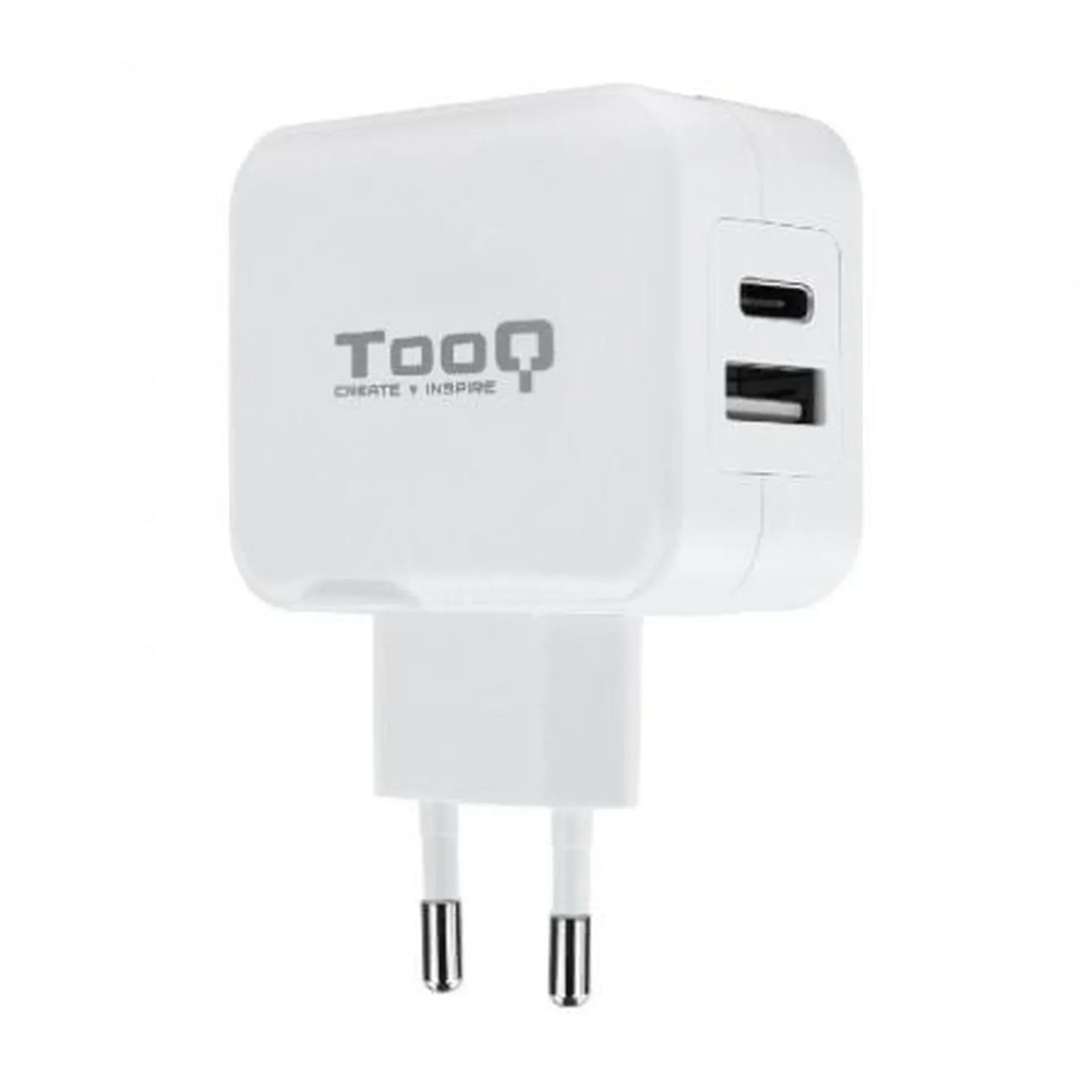 Cargador de Pared TooQ TQWC-2SC02WT/ 1xUSB Tipo-C/ 1x USB/ 27W - PixelPlaza