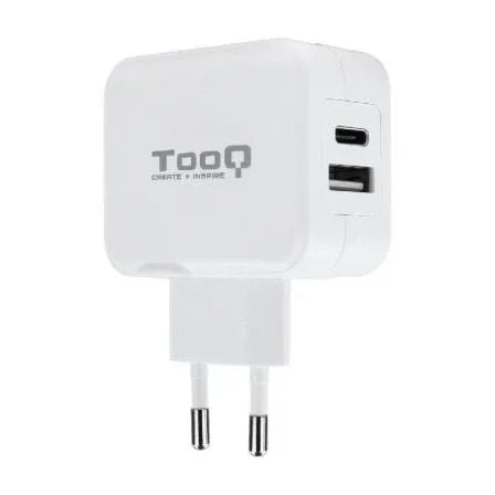 Cargador de Pared TooQ TQWC-2SC02WT/ 1xUSB Tipo-C/ 1x USB/ 27W - PixelPlaza