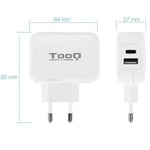 Cargador de Pared TooQ TQWC-2SC02WT/ 1xUSB Tipo-C/ 1x USB/ 27W - PixelPlaza