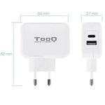 Cargador de Pared TooQ TQWC-2SC02WT/ 1xUSB Tipo-C/ 1x USB/ 27W - PixelPlaza