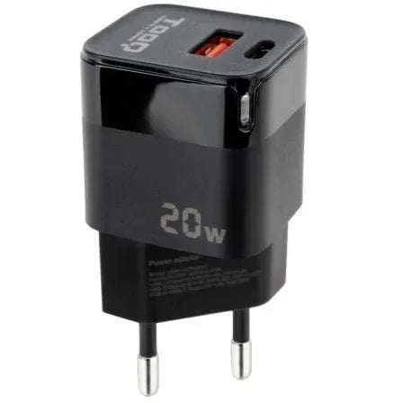 Cargador de Pared TooQ TQWC-QCPD20/ 1xUSB Tipo-C/ 1xUSB/ 20W - PixelPlaza