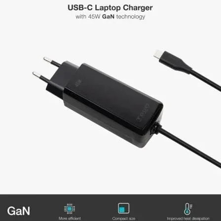 Cargador de Portátil GaN TooQ TQLC-USBCGAN100PD-C USB Tipo-C/ 45W/ Automático/ Voltaje 5-20V - PixelPlaza