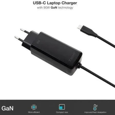 Cargador de Portátil GaN TooQ TQLC-USBCGAN90PD-C USB Tipo-C/ 90W/ Automático/ Voltaje 5-20V - PixelPlaza