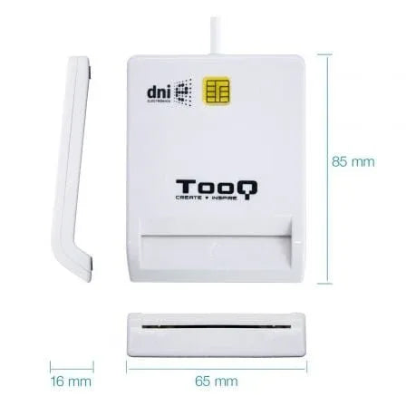 Lector de DNI TooQ TQR-210W/ USB 2.0/ Blanco - PixelPlaza