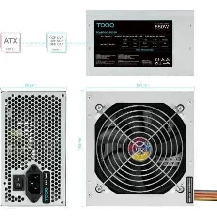 Fuente de Alimentación TooQ TQAPOLO-550SP/ 550W/ Ventilador 12cm - PixelPlaza