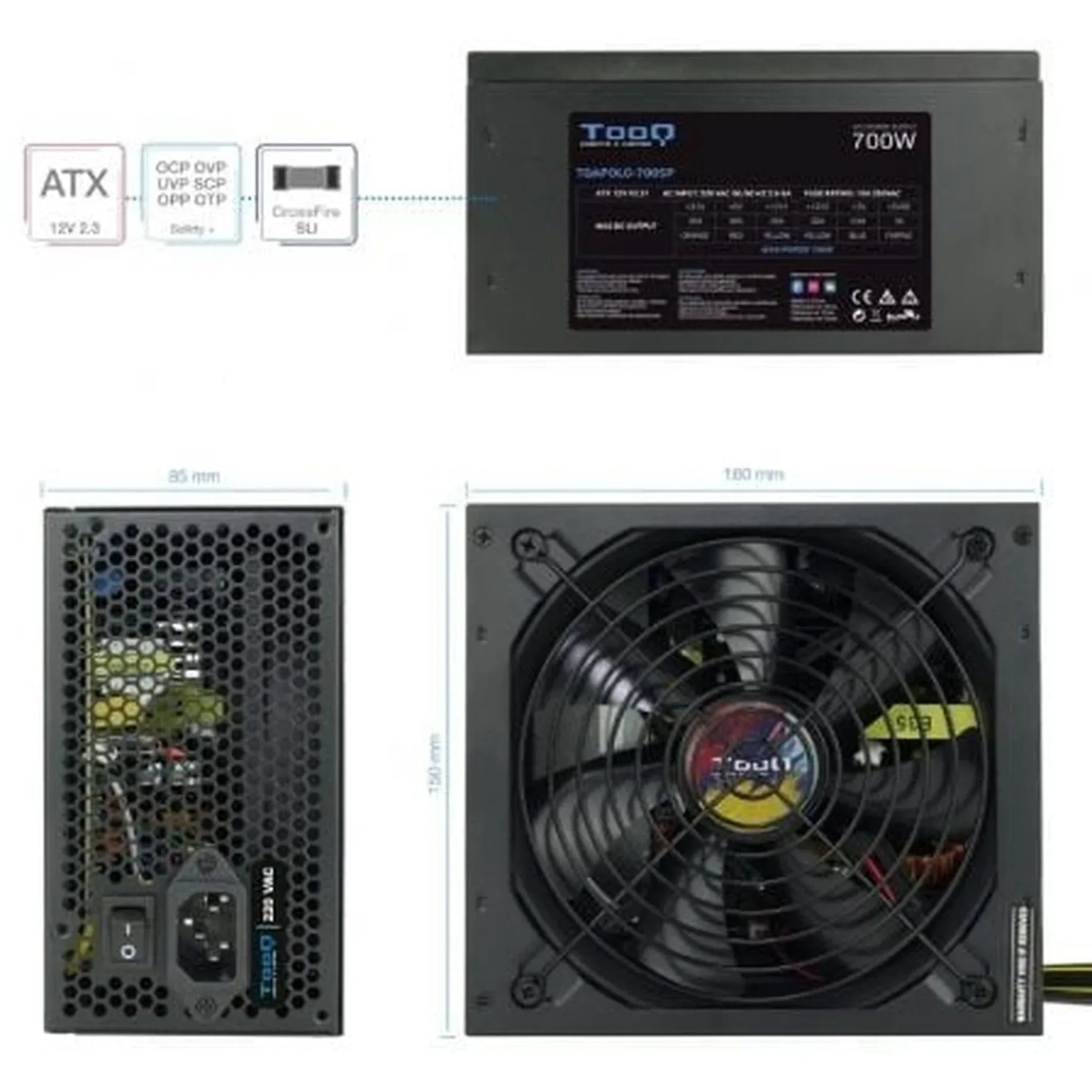 Fuente de Alimentación TooQ TQAPOLO-700SP/ 700W/ Ventilador 14cm - PixelPlaza