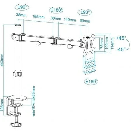 Soporte de Mesa para Monitor TooQ DB1032TN-B/ Giratorio/ Inclinable/ hasta 8kg - PixelPlaza